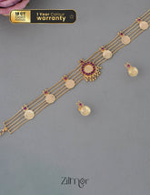 PP101986 - Gold tone Kashu Lakshmi choker with matching Earring 1-Zilmor